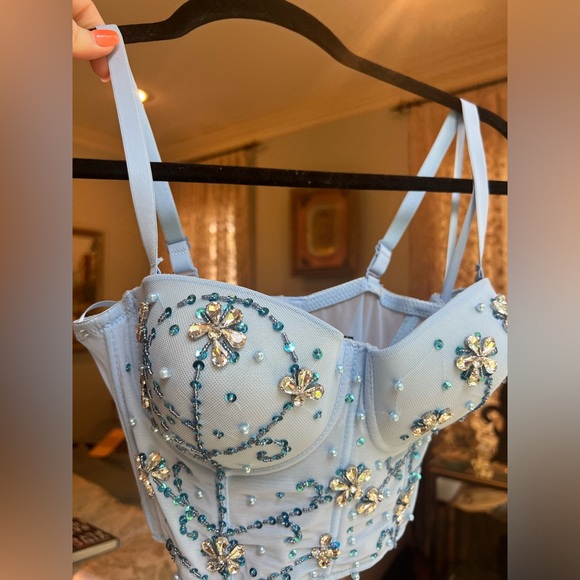 Feelin' Flawless Embellished Bustier | Blue rhinestone bustier top - Picture 7 of 12